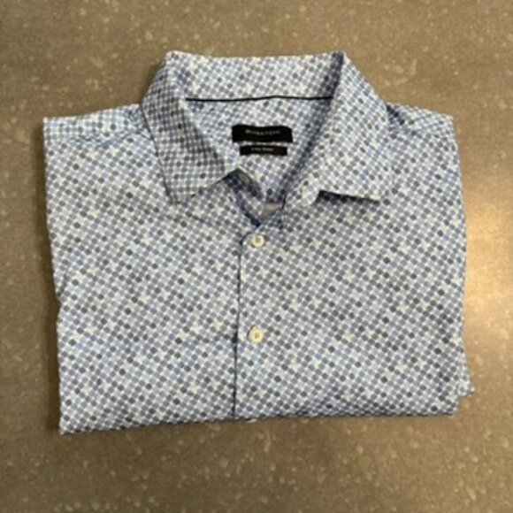 Bugatchi Blue Geometric Print Long Sleeve Button-Up Shirt - Size XXL - Picture 2 of 9